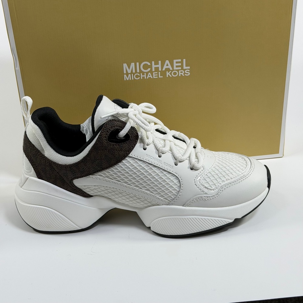 Michael Kors Size-7M Womens Bowie Trainer Diamond Mesh XL Sneakers White - Picture 4 of 10